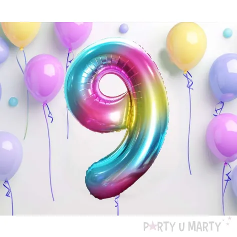 balon foliowy cyfra 9 teczowy godan 34 dgt