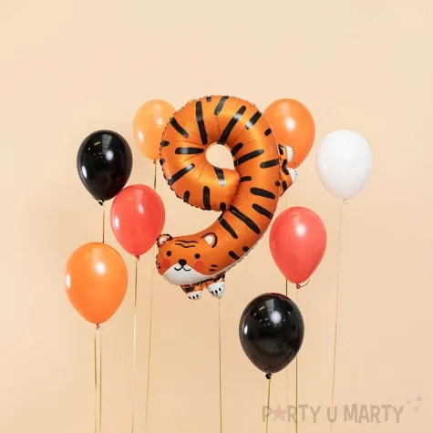 balon foliowy cyfra 9 tygrys pomaranczowy partydeco 34 dgt