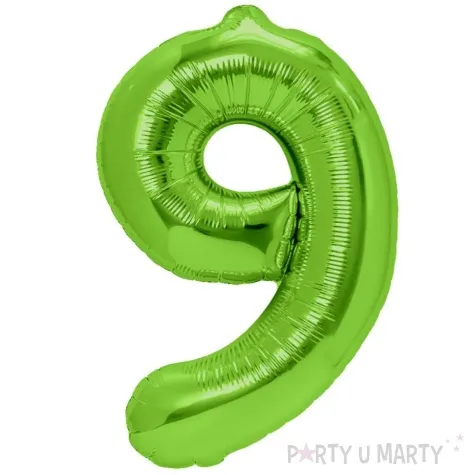 balon foliowy cyfra 9 zielone jabluszko partypal 39 dgt