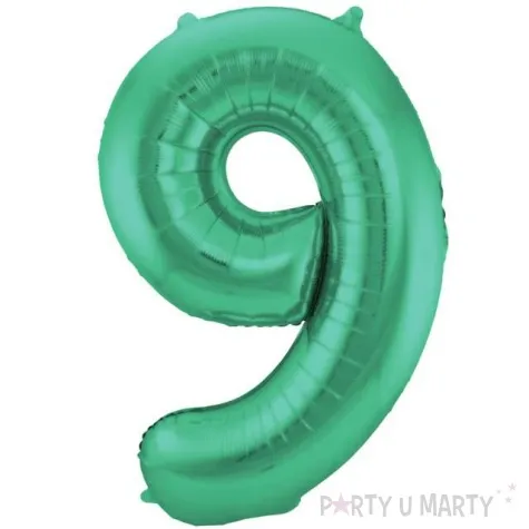 balon foliowy cyfra 9 zielony mat folat 34 dgt