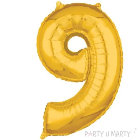 balon foliowy cyfra 9 zloty amscan 26 dgt