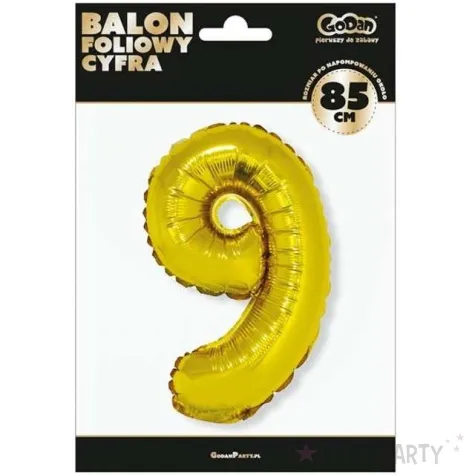 balon foliowy cyfra 9 zloty godan 34 dgt