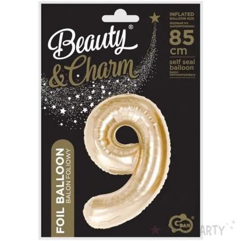 balon foliowy cyfra 9 zloty jasny godan 33 dgt