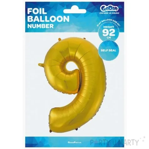 balon foliowy cyfra 9 zloty mat godan 45 dgt