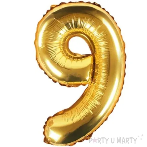 balon foliowy cyfra 9 zloty partydeco 14 dgt