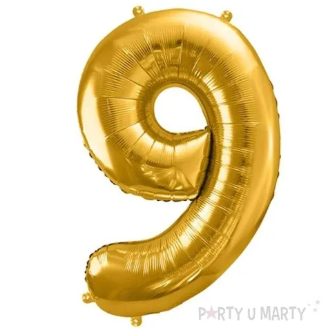 balon foliowy cyfra 9 zloty partydeco 34 dgt
