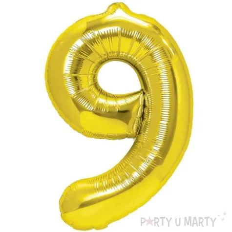 balon foliowy cyfra 9 zloty partypal 16 dgt