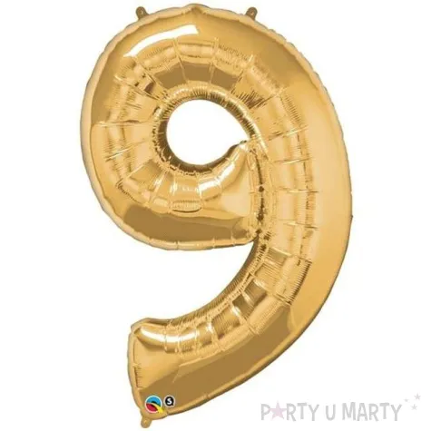 balon foliowy cyfra 9 zloty qualatex 42 dgt