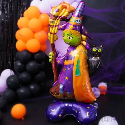balon foliowy czarownica z kotem stojacy partypal 61 shp