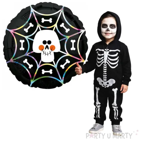 balon foliowy czaszka w pajeczynie opalizujacy amscan 18 rnd