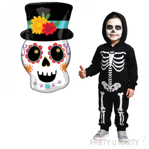 balon foliowy czaszka z cylindrem kolorowy amscan 22 shp