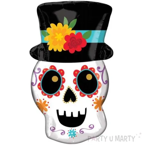 balon foliowy czaszka z cylindrem kolorowy amscan 22 shp