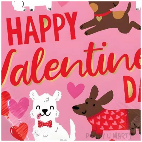 balon foliowy czerwone serce dekoracja na walentynki happy valentines day pieski 18 cali