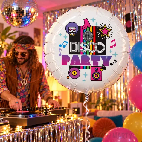balon foliowy dekoracja disco party retro lata 80 te impreza hipiska w stylu dawnych lat potancowka