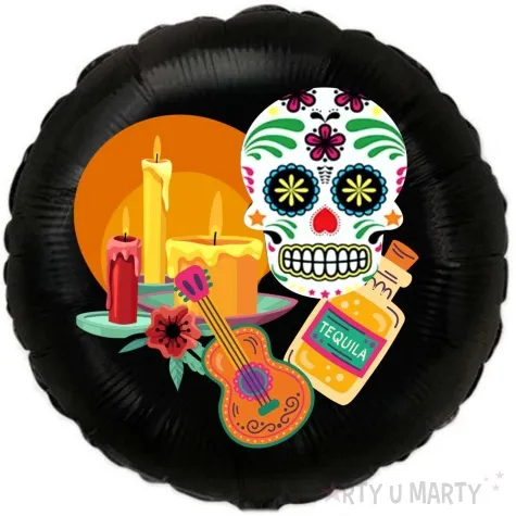 balon foliowy dia de los muertos swieca czarny 18 rnd