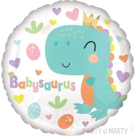 balon foliowy dinozaur w koronie baby saurus amscan 18 rnd