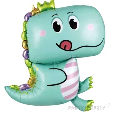 balon foliowy dinozaur w koronie turkusowy jix 34 shp