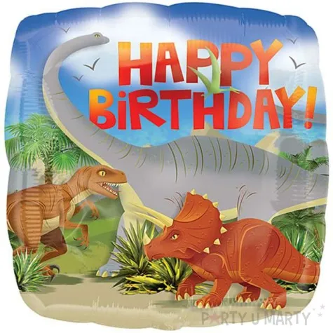 balon foliowy dinozaury happy birthday amscan 18 sqr