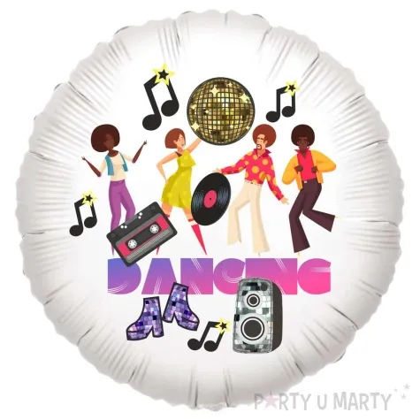 balon foliowy disco dancing zlota kula bialy 18 rnd