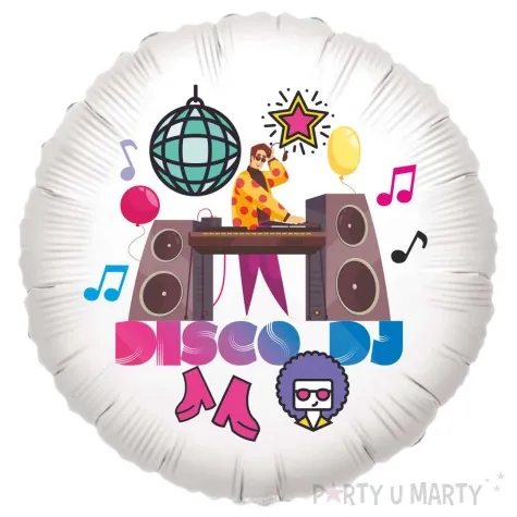 balon foliowy disco dj bialy 18 rnd