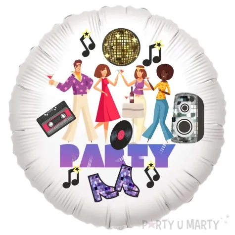 balon foliowy disco party zlota kula bialy 18 rnd