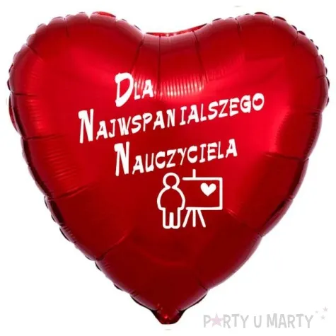 balon foliowy dla najwspanialszego nauczyciela czerwony 18 hrt