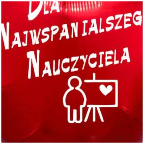 balon foliowy dla najwspanialszego nauczyciela czerwony 18 hrt