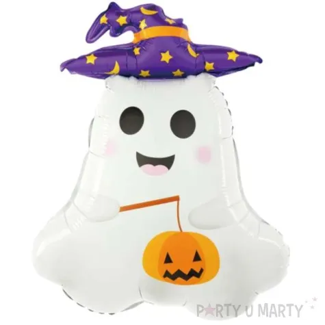 balon foliowy duszek w kapeluszu bialy partypal 25 shp