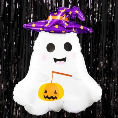 balon foliowy duszek w kapeluszu bialy partypal 25 shp