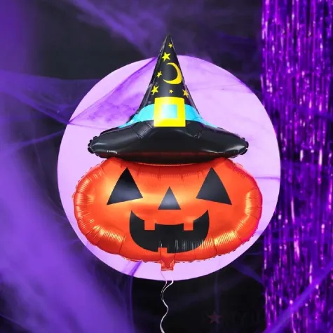 balon foliowy dynia w kapeluszu pomaranczowy czarny partypal 35 shp