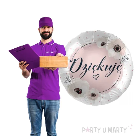 balon foliowy dziekuje bialo rozowy premioloon 17 rnd