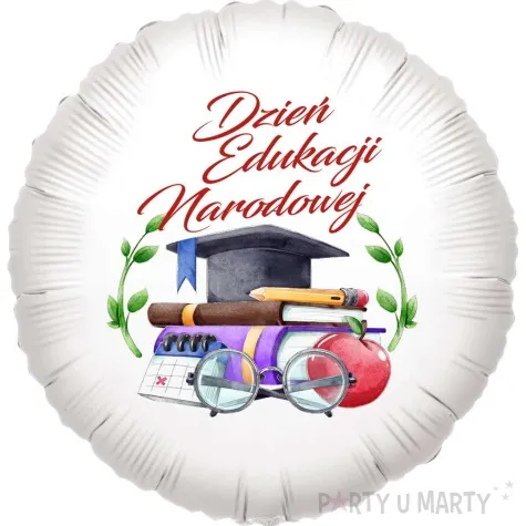 balon foliowy dzien edukacji narodowej biret bialy 18 rnd