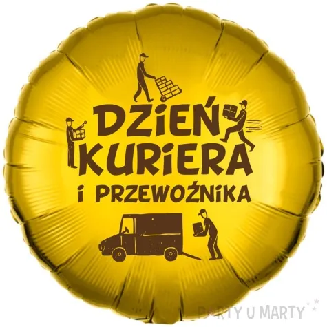 balon foliowy dzien kuriera i przewoznika brazowo zloty 18 rnd