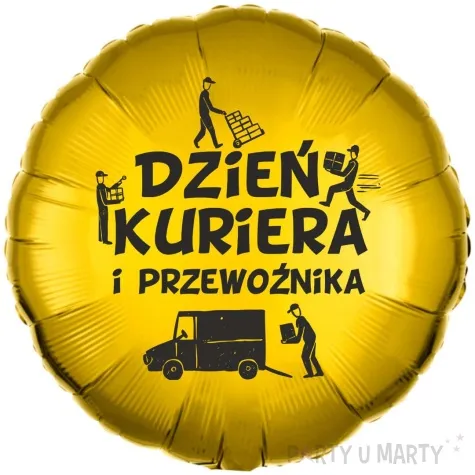 balon foliowy dzien kuriera i przewoznika czarno zloty 18 rnd