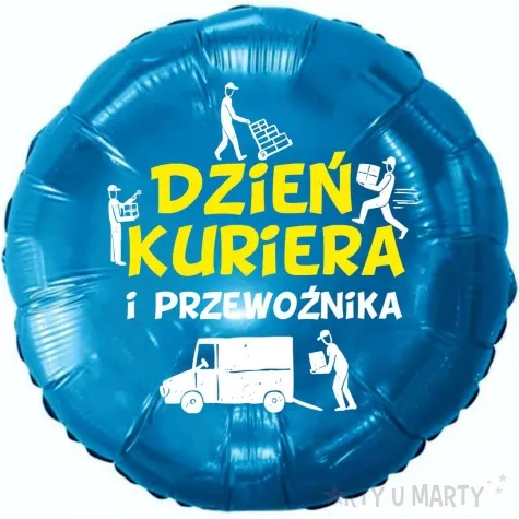 balon foliowy dzien kuriera i przewoznika zolto niebieski 18 rnd