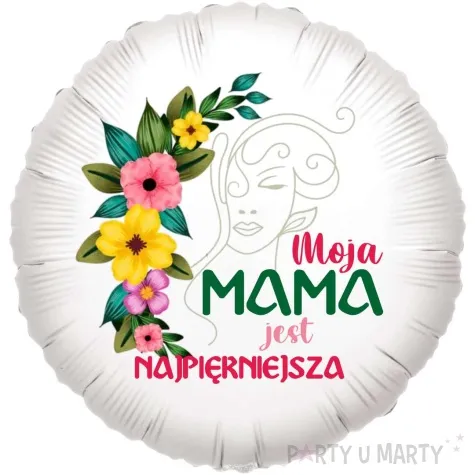 balon foliowy dzien matki mama najpiekniejsza bialy 18 rnd