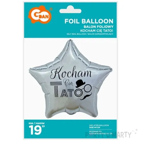 balon foliowy dzien ojca kocham cie tato srebrny godan 19 str