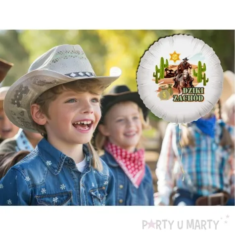 balon foliowy dziki zachod kowboj bialy 18 rnd
