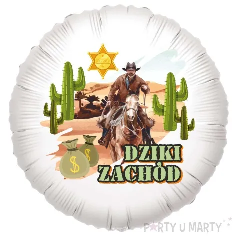 balon foliowy dziki zachod kowboj bialy 18 rnd