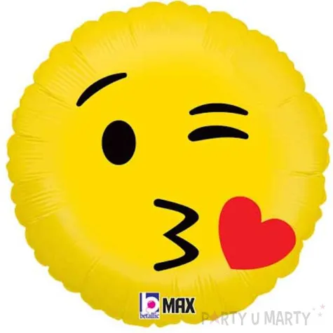 balon foliowy emoji buziak zolty betallic 18 rnd