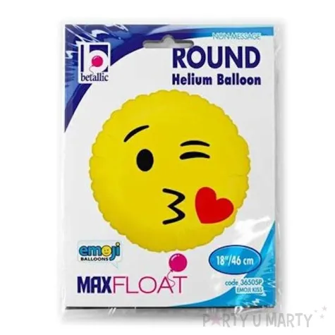 balon foliowy emoji buziak zolty betallic 18 rnd