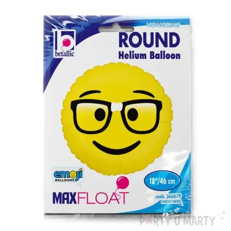 balon foliowy emoji okulary nerd zolty betallic 18 rnd