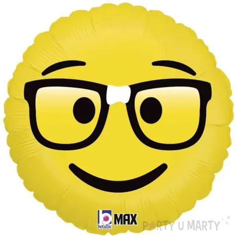 balon foliowy emoji okulary nerd zolty betallic 18 rnd