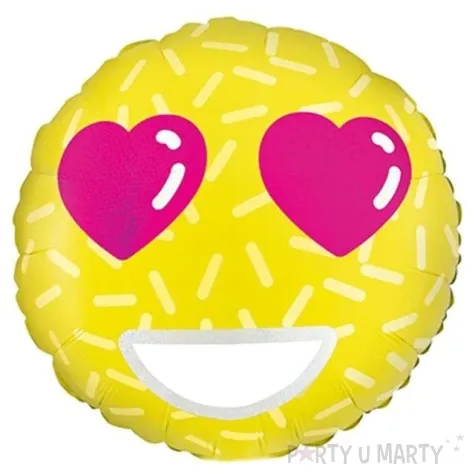 balon foliowy emotikon love zolty partydeco 18 rnd