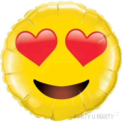 balon foliowy emotka z serduszkami zolty qualatex 28 rnd