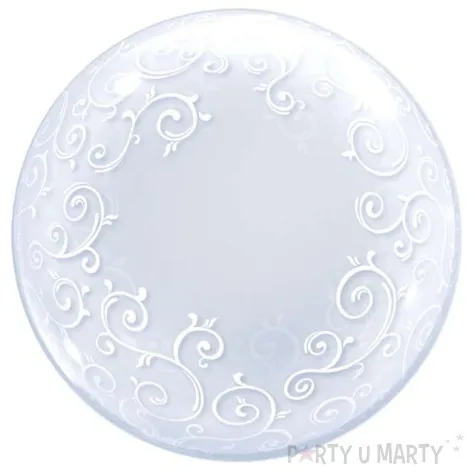 balon foliowy filigranowe ozdoby srebrny qualatex 24 orb