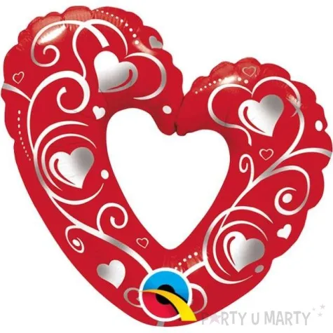 balon foliowy filigranowe serca czerwony qualatex 14 shp