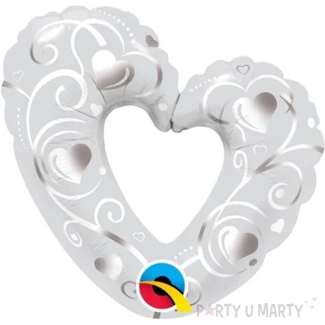 balon foliowy filigranowe serca perlowo bialy qualatex 14 shp