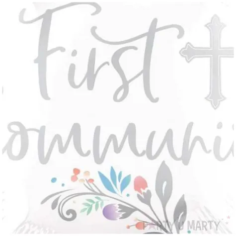 balon foliowy first communion dekoracja na komunie swieta bialy 18 rnd
