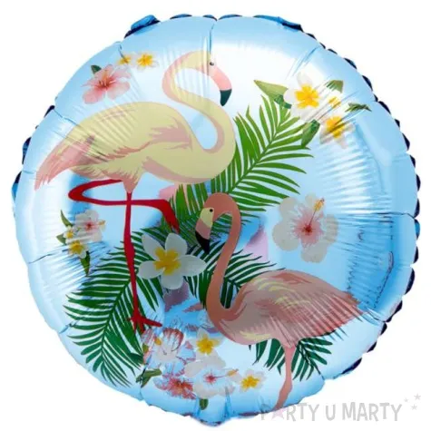 balon foliowy flamingi w kwiatach blekitny oem 18 rnd
